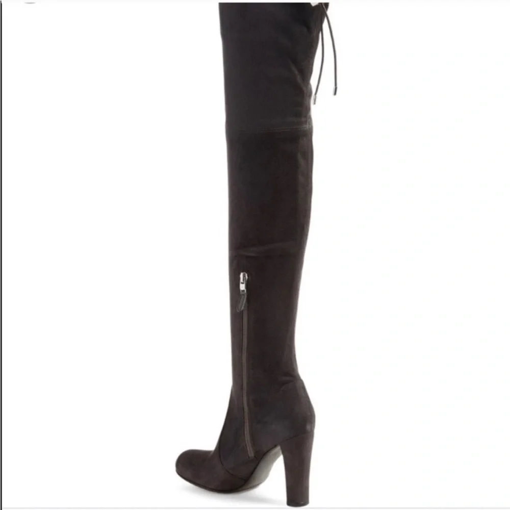 SAM EDELMAN KENT over the knee heeled suede boot dark grey